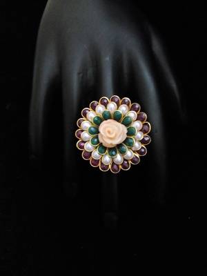 Green Maroon White Pacchi Ring 1