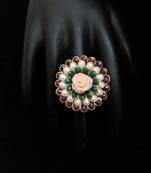 Green Maroon White Pacchi Ring