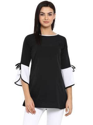 Black printed crepe party-tops 1
