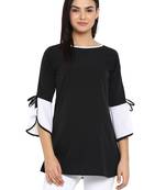 Black printed crepe party-tops