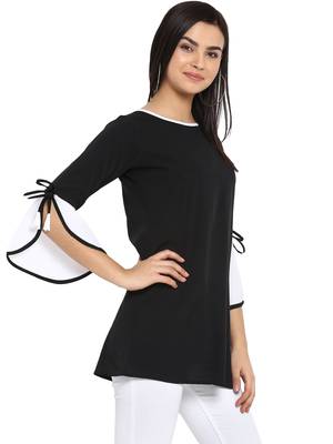 Black printed crepe party-tops 5
