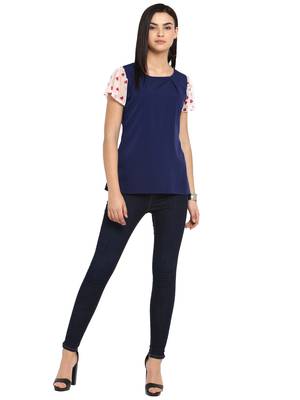 Navy-blue printed net party-tops 2