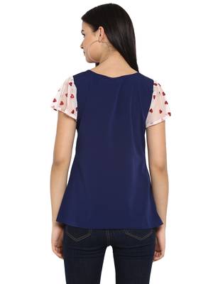 Navy-blue printed net party-tops 3