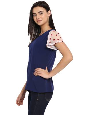 Navy-blue printed net party-tops 4