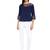 Navy-blue printed crepe party-tops