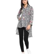 Black printed cotton party-tops