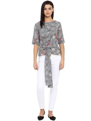 Black printed cotton party-tops 1