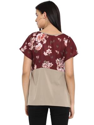 Maroon printed cotton party-tops 3