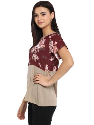 Maroon printed cotton party-tops 4