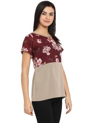 Maroon printed cotton party-tops 5