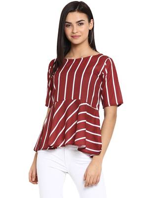 Maroon printed polyester party-tops 1