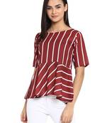 Maroon printed polyester party-tops