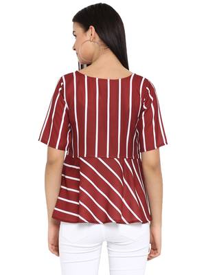 Maroon printed polyester party-tops 3