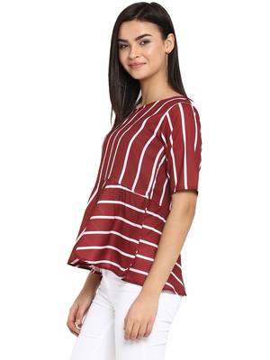 Maroon printed polyester party-tops 4
