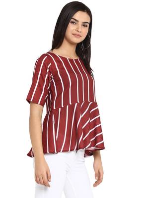 Maroon printed polyester party-tops 5