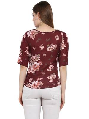 Maroon printed polyester party-tops 3