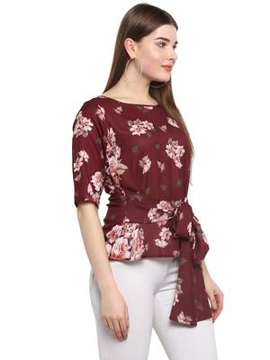 Maroon printed polyester party-tops 5