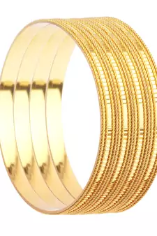 Set Of 4 Golden Kada With Intricate Border For Dailywear By Leshya