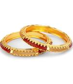 Traditional Red Kada Pair With Intricate Jaaliwork And Wire Mesh Design For Women By Leshya