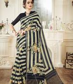 Multicolor printed linen saree with blouse