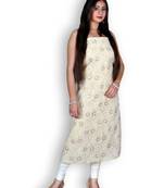 Lemon Cotton Chikankari & Zari Work Kurta