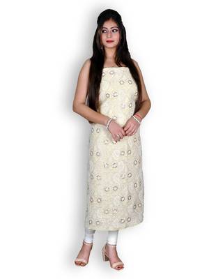Lemon Cotton Chikankari & Zari Work Kurta 2