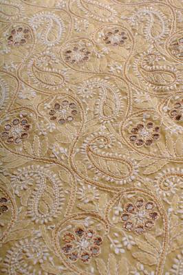 Lemon Cotton Chikankari & Zari Work Kurta 4