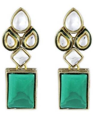 Karatcart Green Modish Kundan Dangle & Drop Earring 1