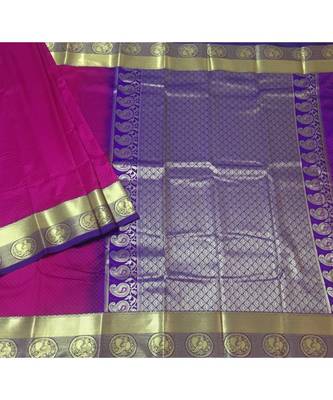 Pink Hand Woven Silk Blend Saree With Blouse 2