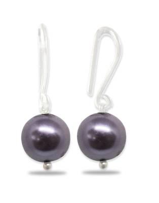 Karatcart Metallic Ball Purple Fish Hook Drop Earrings For Women 2