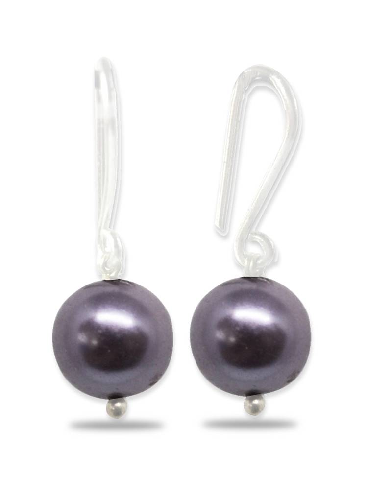 Karatcart Metallic Ball Purple Fish Hook Drop Earrings For Women