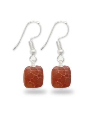 Karatcart Orange Matte Stone Fish Hook Drop Earrings For Women 1