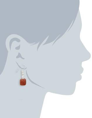 Karatcart Orange Matte Stone Fish Hook Drop Earrings For Women 2