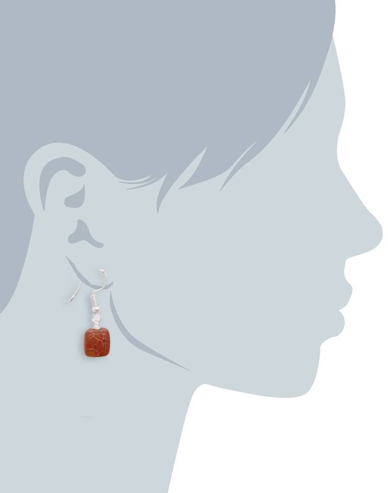 Karatcart Orange Matte Stone Fish Hook Drop Earrings For Women