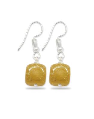 Karatcart Glossy Yellow Stone Fish Hook Drop Earrings For Women 1