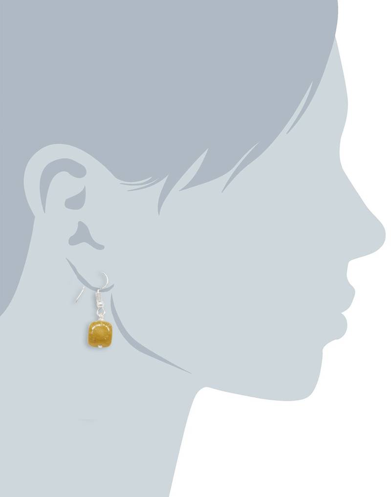 Karatcart Glossy Yellow Stone Fish Hook Drop Earrings For Women