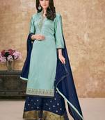 Sky blue embroidered georgette salwar with dupatta