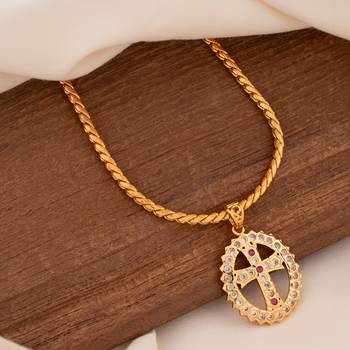 golden medium length mangalsutra with cross pendant – 1 gram gold 1