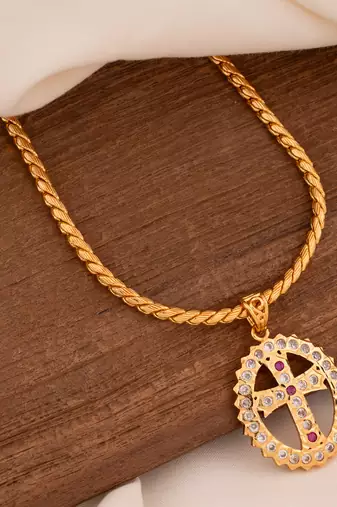 Golden Medium length mangalsutra with Cross pendant one gram gold