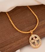 golden medium length mangalsutra with cross pendant – 1 gram gold