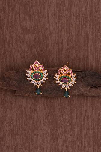  ruby emerald earrings one gram gold