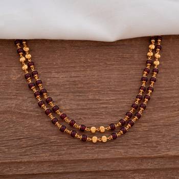 Maroon Beads - Garnet Long Necklace One Gram Gold 1