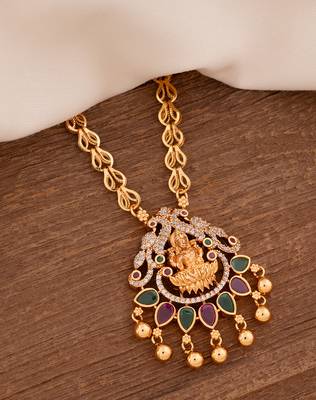 Golden necklace MEDIUM length with Laxmi pendant one gram gold 1