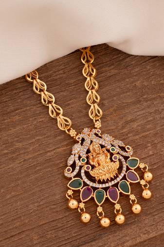 Golden necklace MEDIUM length with Laxmi pendant one gram gold