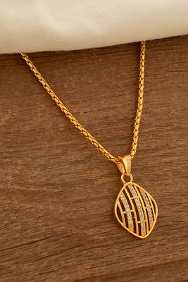 Golden chain with diamond pendant one gram gold 1