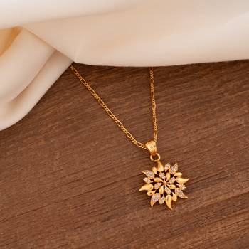 Golden chain SHORT with diamond pendant one gram gold 1