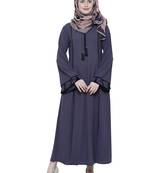 Grey georgette plain abaya