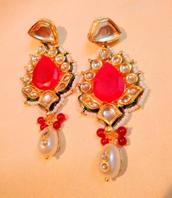 Pink Kundan Earrings 1