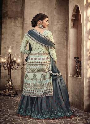 Light-blue digital print viscose semi stitched salwar with dupatta 3
