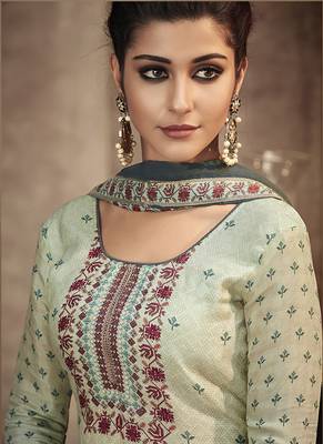 Light-blue digital print viscose semi stitched salwar with dupatta 4